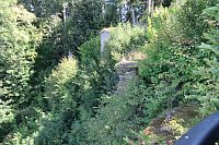 Z vyhlídky jsou vidět zarostlé zbytky hradu