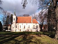 V parku U Plzeňské brány - kostel Nejsvětější Trojice