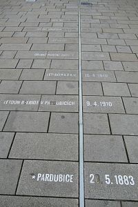 Časová osa u sochy Jana Kašpara