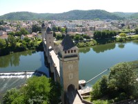 Pont Valentré řeka Lot a město Cahors