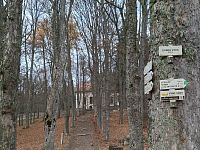 Obrázky ze Šumavy a turistický rozcestník nad městem Horní Planá