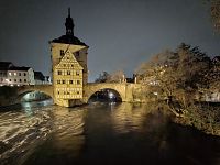 Obrázky z města Bamberg a Kreuzigungsgruppe na mostě