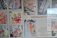 Neznámý lid zde vytvářel obrazy s tématy jelenů, hadů, lidí, křížů, člunů, dlaní nebo různých geometrických vzorů. Skalní malby Saraakallia tvoří největší souvislou oblast obrazů nejenom ve Skandinávii.