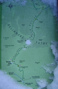 Mapka náučného chodníku v Belianskych Tatrách