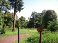 Arboretum Vintířov - druhý ze vstupů a jediná cesta