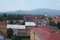 Pohled k městu Osek a Krušným horám