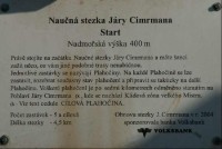 Naučná stezka Járy Cimrmana - start: Výchozí tabule naučné stezky věnovaná plahočení a seznámení se stezkou.