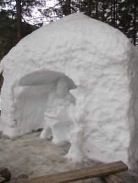 snehový betlehem, ktorý tu býva každoročne vytvorený