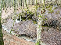 Bolešovský potok a vodopád, bohužiaľ v čase nášej návštevy nevýdatný