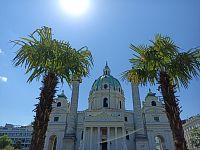 palmy a kostol sv. Karola Boromejského