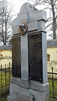 pomník s krížom a menami padlých