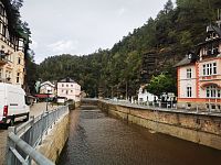 rieka Kamenice v obci Hřensko neďaleko sútoku s Labe v predposledný deň nášho odchodu