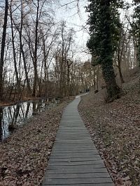 dolná časť parku pri potoku Lednica