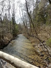 pohľad z mostíka na Gaderský potok tečúci do obce Blatnica