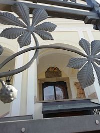 pohľad na erby cez kovaný plot