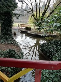 malé jazierko s mostíkami