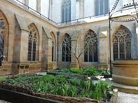 rajský dvor - úprava so záhonmi pripomína jeho pôvodný účel, priestor pre motlidbu a rozjímanie