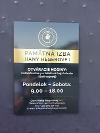 pamätná izba v Dome pani Hegerovej