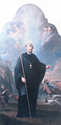 obraz sv. Egídia zo skrinky pred kostolom