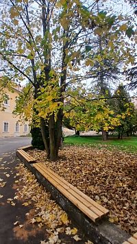 lavičky v parčíku pri kaštieli