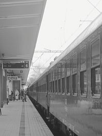 parný vlak na stanici v Trenčíne