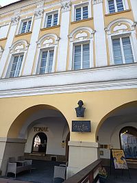 v dome je informačné centrum, kaviareň, predajňa TONAk, expozícia klobúkov a od roku 2014 expozícia Generál Laudon