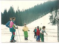 Na sněhu rok 1994 Milan st,Slávek,Milan ml.  Alice,Fanda ,atd.