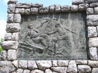 Pamětní deska bitvy s Turky: Nachází se na levém břehu nedaleko od mostu