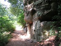 skalní reliéfy v lese u statku