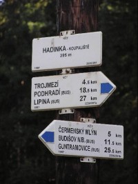 Hadinka - koupaliště: Rozcestník