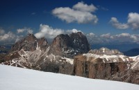 DOLOMITY  Itálie 2014 Piz Ciavaces -  2831m.  a horský masív Sassolungo - 3181 m.