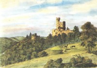 Nový hrad  - historická kresba  - sken zakoupené pohlednice