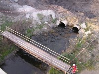 Černý potok: Černý potok úprava koryta kvůli stavbě dálnice