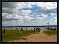 Giżycko - pláž na břehu jezera Niegocin