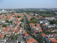 Pohled na Delft z věže Nieuwe Kerk