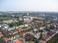 Pohled na Delft z věže Nieuwe Kerk