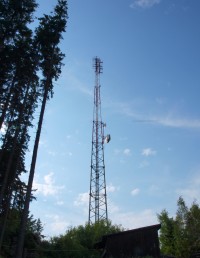 Radiotelekomunikační stožár vykrývače na hoře Nebelstein