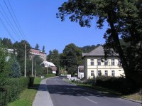Kružberk: Vjezd do obce, ze směru od Svatoňovic