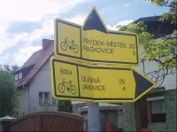 detail značení cyklotrasy ze směru od Starého Města