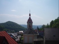 výhled na kostel a náměstí ve Štramberku