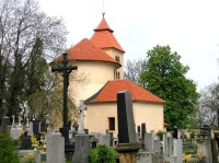 Rotunda sv.Petra a Pavla: Pohled na rotundu ze hřbitova