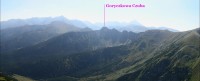 hlavní hřeben nezi Kasprowym Wirchom a Kopu Kodracku s lokalizaci vrcholu Goryczkowa Czuba (pohled z Giewonta)