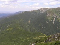 Sedlo Pálenica - pohled do sedla ze Sivého vrchu (červenec 2008)