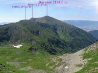 Baranec - lokalizace vrcholů v hřebeni Barancov