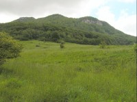 pohled z obce na horu Strážov