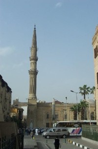 Minaret na náměstí u Khan el-Khalili