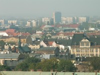 Výhled na novější část Krakowa