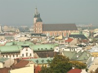 Pohled na Krakow z věže katedrály na Wawelu