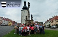 Město Potštát - zámek,kostel,hodinová věž,sochy