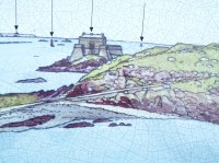 Saint Malo, okolní ostrůvky z výhledového plánku